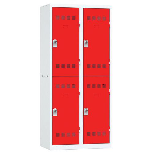 Vestiaire 2 Colonnes 400mm 2 Cases Moraillon Rouge
