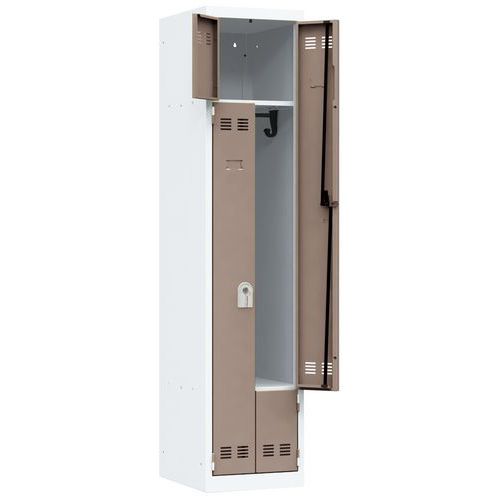 Vestiaire En L 1 Colonne 400mm Clés Taupe