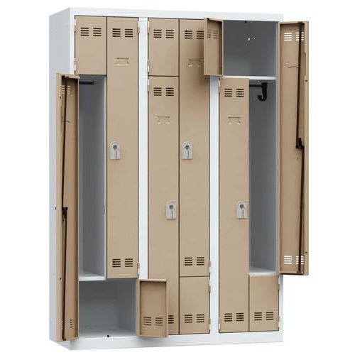 Vestiaire En L 3 Colonnes 400mm Clés Taupe