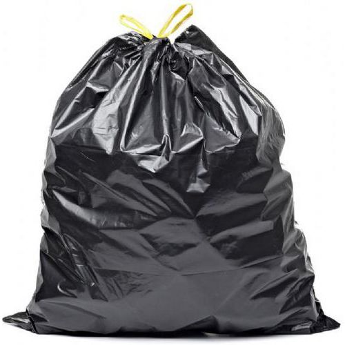 Sac Poubelle à Lien Coulissant- Déchets Courants- 50l -noir