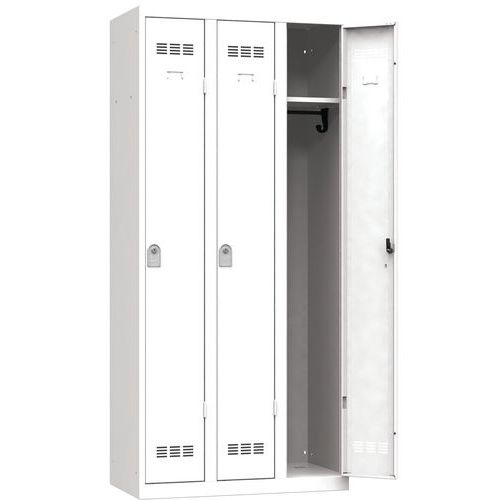 Vestiaire Bureau 3 Colonnes 300mm Clés Blanc