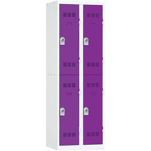 Vestiaire 2 Colonnes 300mm 2 Cases Moraillon Prune