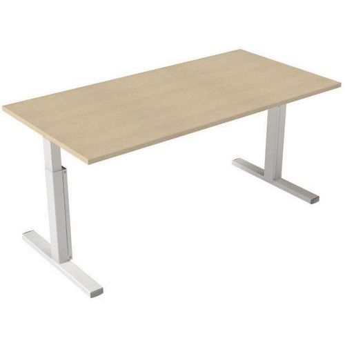 Robberechts - Bureau droit Inesa 160x80 cm - Piétement T Blanc Réglable 62-85 cm - Plateau Chêne Mélaminé - Éco-responsable