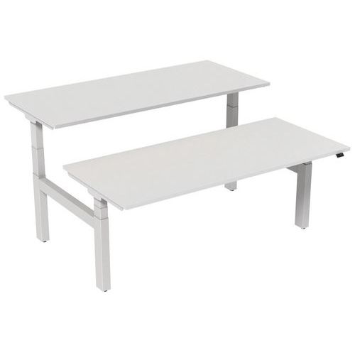 Bureau Droit Bench Électrique 2 Places 180 Cm - Blanc