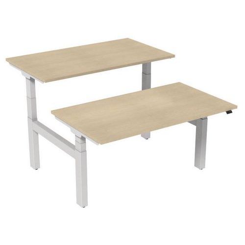 Robberechts - Bureau droit Bench électrique 2 places 140 cm Chêne - Hauteur réglable 65-130 cm - Ergonomique et Éco-responsable