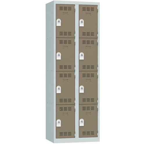 Vestiaire 2 Colonnes 300mm 4 Cases Moraillon Taupe