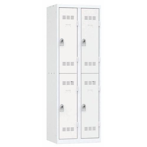 Vestiaire 2 Colonnes 300mm 2 Cases Moraillon Gris