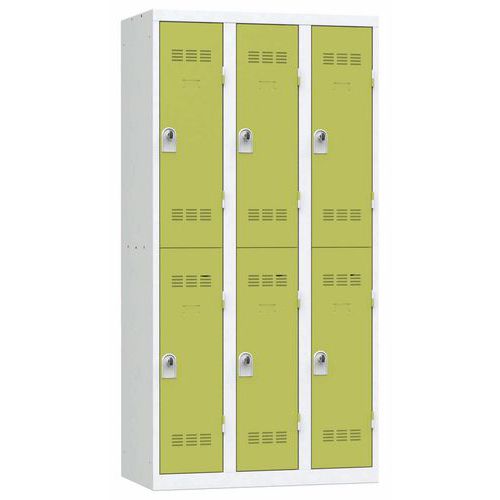 Vestiaire 3 Colonnes 300mm 2 Cases Moraillon Anis