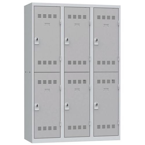 Vestiaire 3 Colonnes 400mm 2 Cases Moraillon Gris