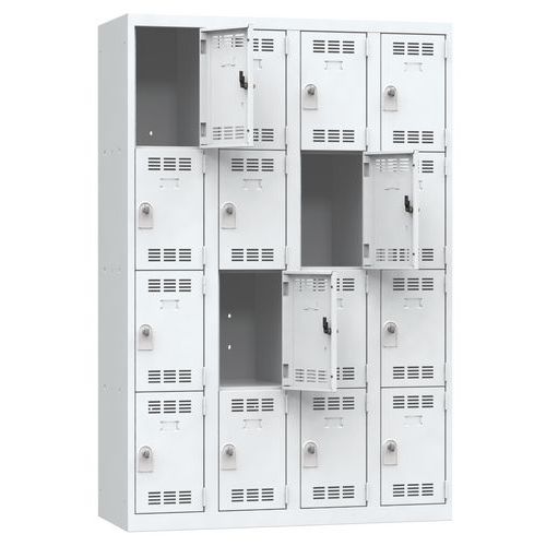 Vestiaire 4 Colonnes 300mm 4 Cases Moraillon Gris