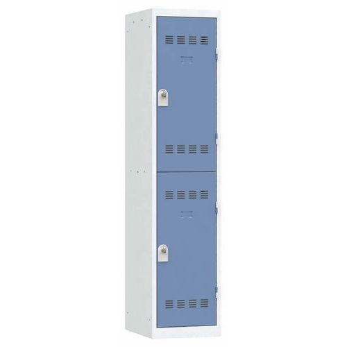 Vestiaire 1 Colonne 400mm 2 Cases Moraillon Bleu