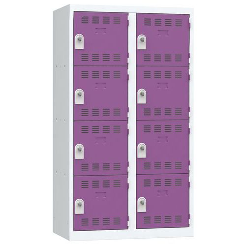 Vestiaire 2 Colonnes 400mm 4 Cases Moraillon Prune