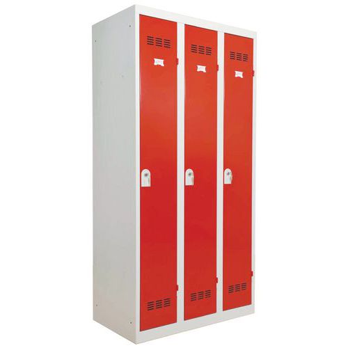 Vestiaire Industrie Propre 3 Colonnes 300mm Clés Rouge