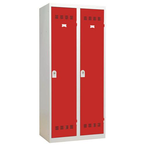 Vestiaire Industrie Sale 2 Colonnes 400mm Moraillon Rouge