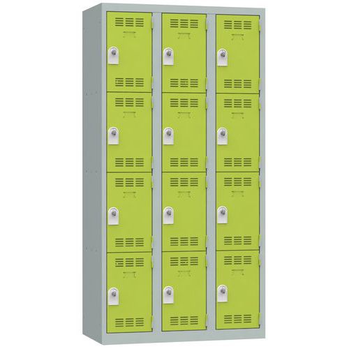 Vestiaire 3 Colonnes 300mm 4 Cases Moraillon Anis