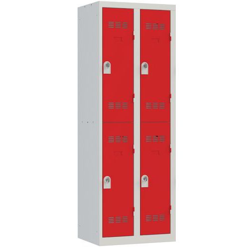 Vestiaire 2 Colonnes 300mm 2 Cases Moraillon Rouge