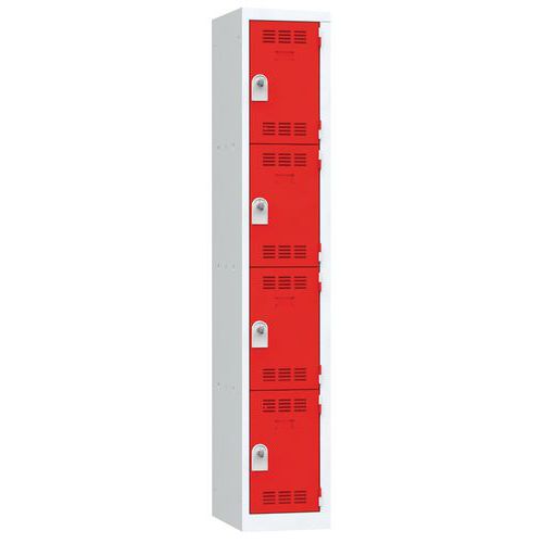Vestiaire 1 Colonne 300mm 4 Cases Moraillon Rouge