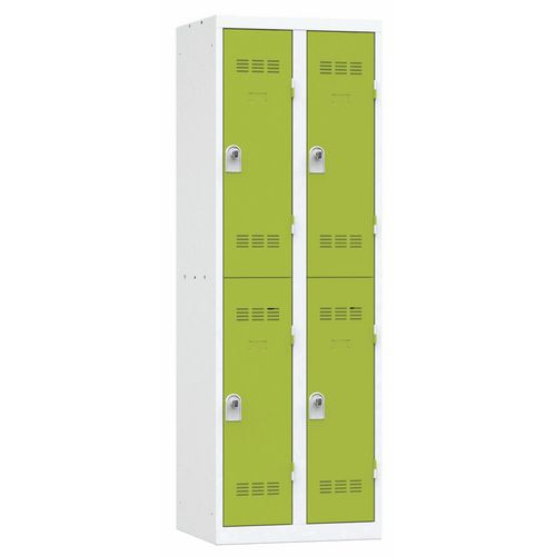 Vestiaire 2 Colonnes 300mm 2 Cases Moraillon Anis