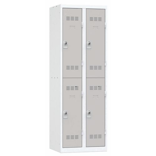 Vestiaire 2 Colonnes 300mm 2 Cases Moraillon Taupe