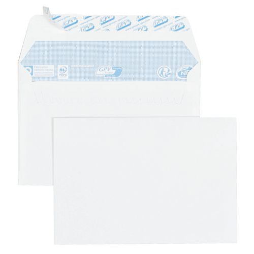 500 Enveloppes Adhésives Blanches C6 80g Gpv 114x162 Mm