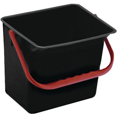 Seau Noir Avec Anse Rouge 6l