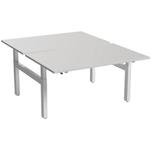 Robberechts - Bureau droit Bench 2 places 140 cm - Blanc - Hauteur réglable 62-85 cm - Ergonomique et Éco-responsable
