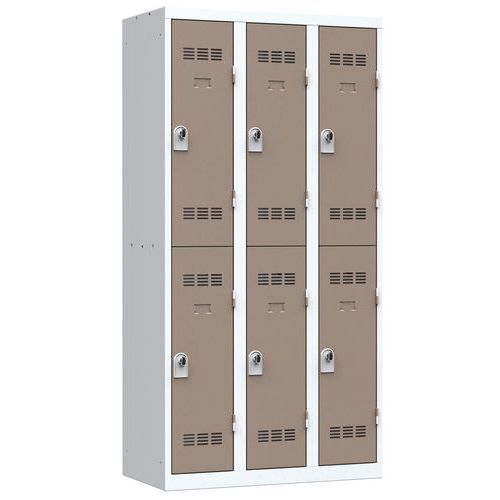 Vestiaire 3 Colonnes 300mm 2 Cases Moraillon Taupe