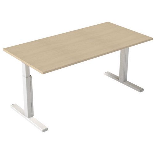 Robberechts - Bureau droit Kelli 160x80 cm - Hauteur réglable 62-85 cm - Chêne & Blanc - Ergonomique