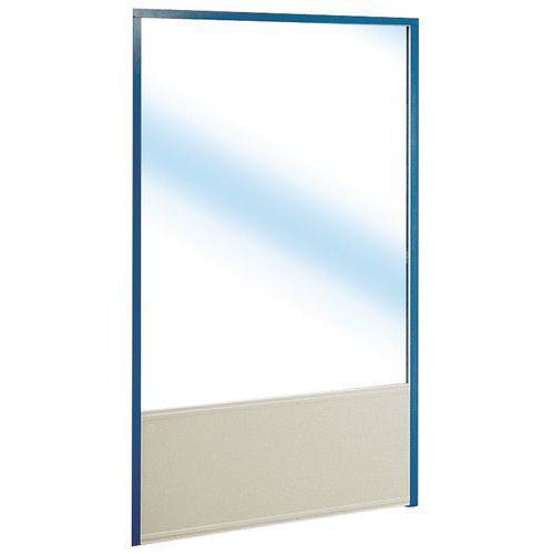 Cloisonnette Vitrée - Panneau Mélaminé Blanc 1m x 1.70m - Montant Bleu - 16mm Épaisseur - 3 Ans Garantie