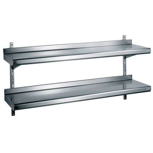 Étagère murale à crémaillère 2 niveaux 100x39 cm Gris - Équipement de restauration professionnel