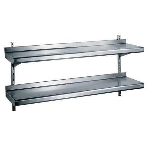 Étagère murale à crémaillère 120 cm Gris 2 Niveaux - Robuste et Pratique