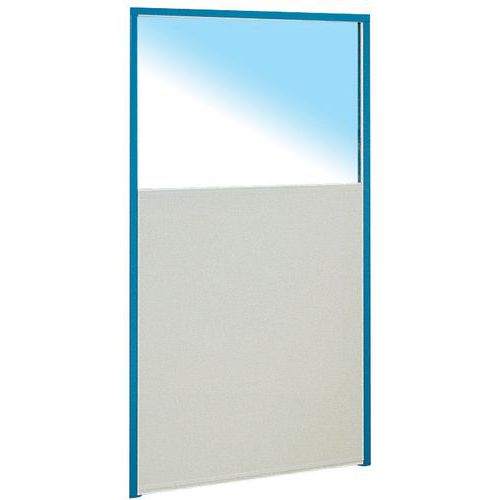 Cloisonnette semi-vitrée mélaminée 1m x 1.70m Blanc montant Bleu