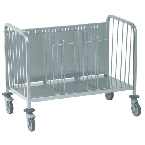 Chariot de manutention industriel 400 assiettes anti-chute - Inox - 240 kg - 810x740x1065 mm - 1 plateau - Gris
