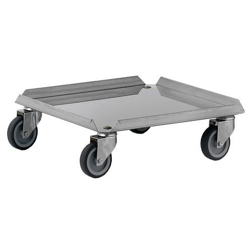 Porte casiers GA tout inox 51,5x51,5x16,5 cm - Support roulant professionnel - Idéal cuisine et stockage