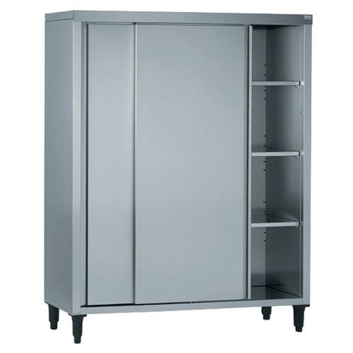 Armoire haute Chrome 60x100cm - 180cm Hauteur - Portes Coulissantes - Équipement de Restauration