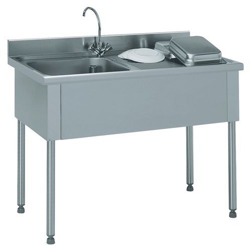 Plonge et robinet 1 bac 1 égouttoir droit 50x40x25cm Gris - Équipement de restauration professionnel