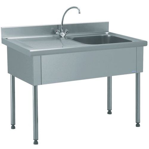 Plonge et robinet 1 bac 1 égouttoir gauche 50x40x25 cm Gris - Équipement de restauration professionnel