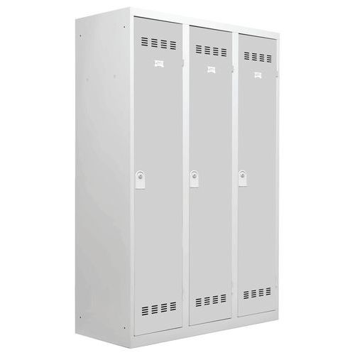 Vestiaire Industrie Salissante 3 Colonnes 400mm Clés Gris