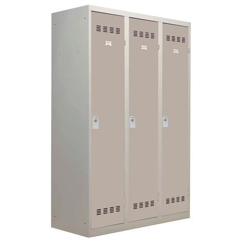 Vestiaire Industrie Salissante 3 Colonnes 400mm Clés Taupe