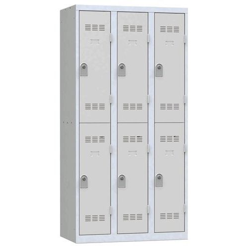 Vestiaire 3 Colonnes 300mm 2 Cases Clés Gris