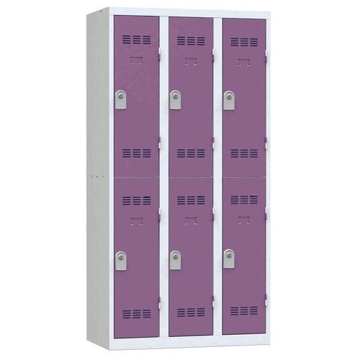 Vestiaire 3 Colonnes 300mm 2 Cases Clés Prune