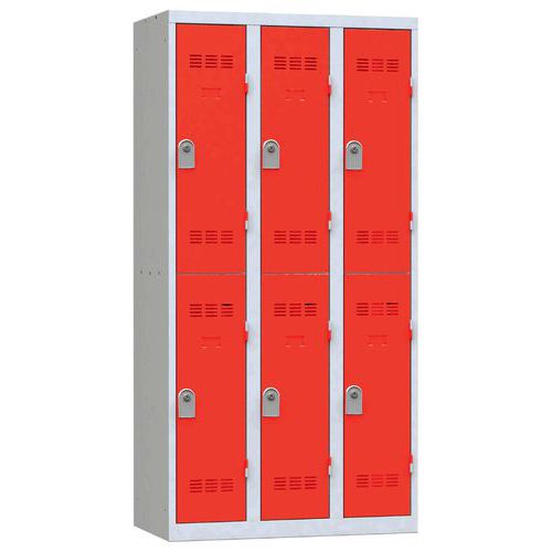 Vestiaire 3 Colonnes 300mm 2 Cases Clés Rouge