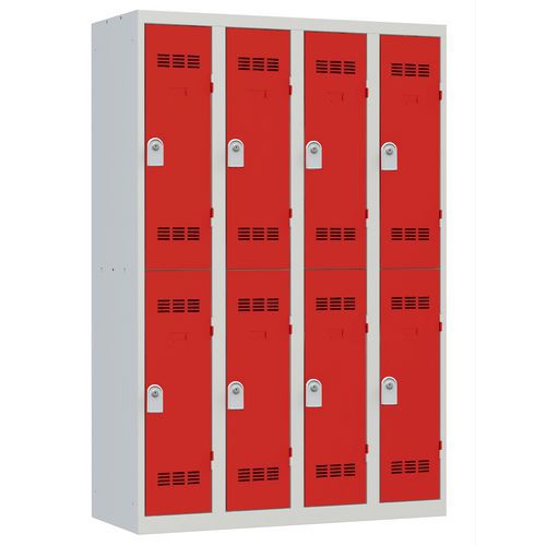 Vestiaire 4 Colonnes 300mm 2 Cases Clés Rouge