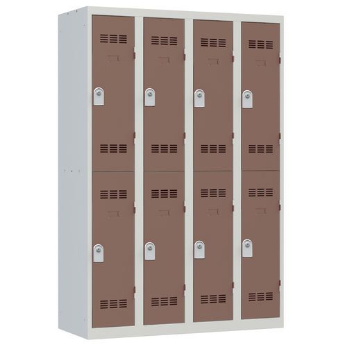 Vestiaire 4 Colonnes 300mm 2 Cases Clés Taupe