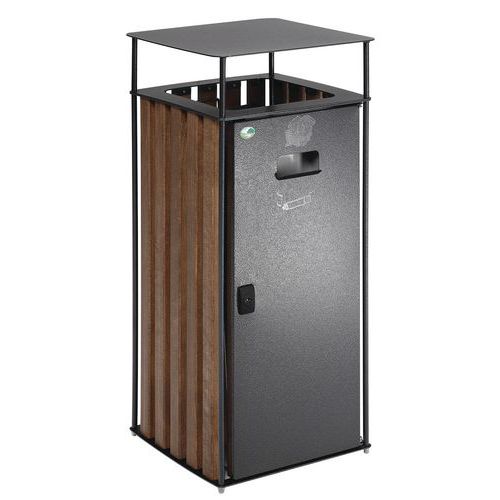Poubelle Bandes Bois En Hêtre Avec Porte Et Cendrier