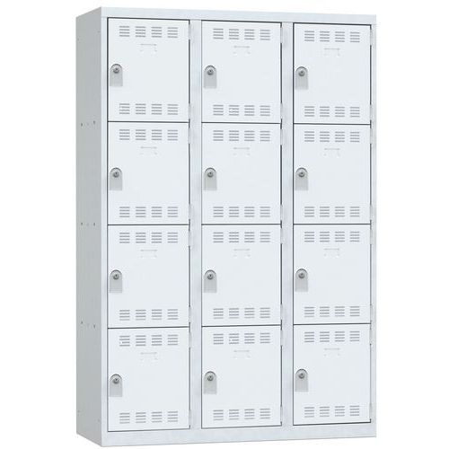 Vestiaire 3 Colonnes 400mm 4 Cases Clés Gris