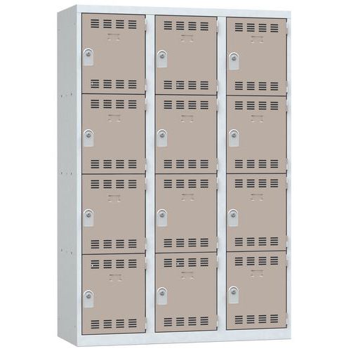 Vestiaire 3 Colonnes 400mm 4 Cases Clés Taupe