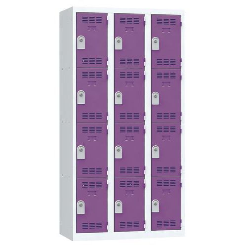 Vestiaire 3 Colonnes 300mm 4 Cases Clés Prune