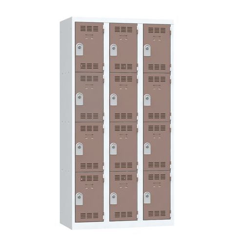 Vestiaire 3 Colonnes 300mm 4 Cases Clés Taupe