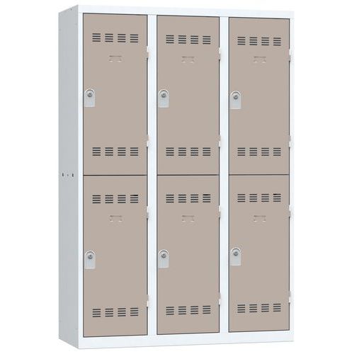 Vestiaire 3 Colonnes 400mm 2 Cases Clés Taupe